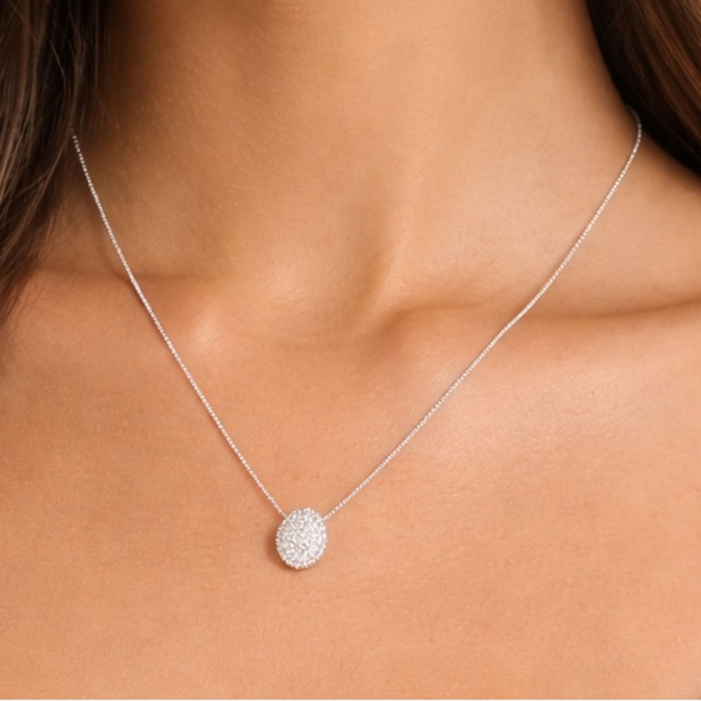 Silver Pavé CZ Pendant Necklace